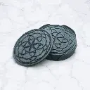 Coaster Set with Mandala Design grooved in with Coaster Holder Size 4 inches for Dining Areas or Office Spaces (Round Shape, Pack of 6)