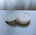Coaster Set with Mandala Design grooved in with Leaf Design Coaster Holder Size 4 inches for Dining Areas or Office Spaces (Round Shape, Pack of 6)