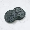 Coaster Set with Mandala Design grooved in with Leaf Design Coaster Holder Size 4 inches for Dining Areas or Office Spaces (Round Shape, Pack of 6)