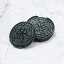 Coaster Set with Mandala Design grooved in with Side Cutout Coaster Holder Size 4 inches for Dining Areas or Office Spaces (Round Shape, Pack of 6)