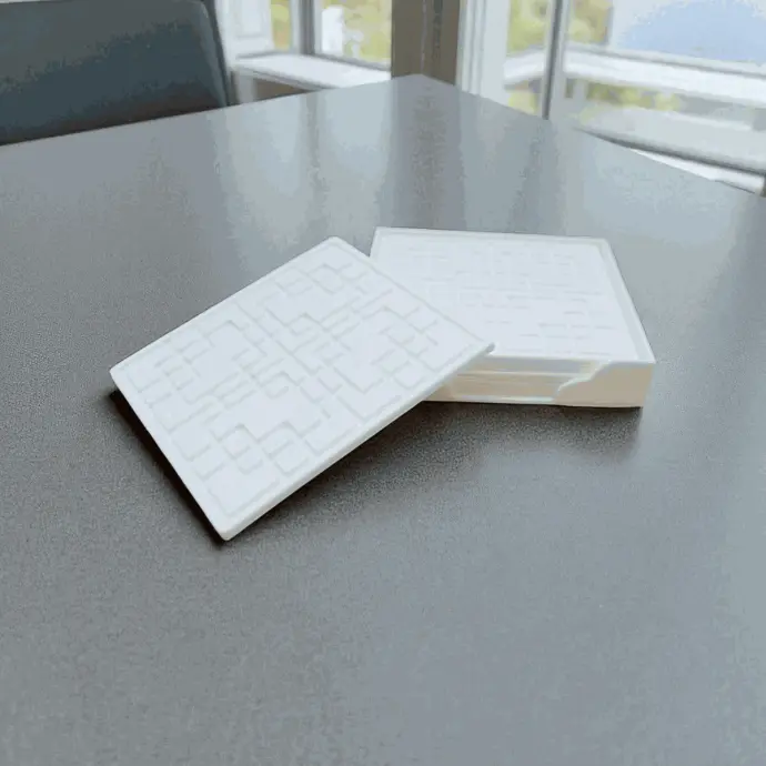 Coaster Set with Traditional Square Art grooved in with Single Cut Coaster Holder Size 4 inches by 4 inches in Sides for Dining Areas or Office Spaces (Square Shape, Pack of 6)