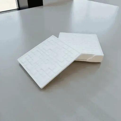 Coaster Set with Traditional Square Art grooved in with Double Cut Coaster Holder Size 4 inches by 4 inches in Sides for Dining Areas or Office Spaces (Square Shape, Pack of 6)