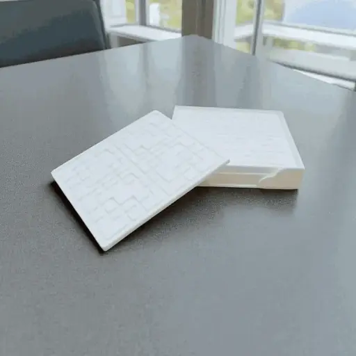 Coaster Set with Traditional Square Art grooved in with Single Cut Coaster Holder Size 4 inches by 4 inches in Sides for Dining Areas or Office Spaces (Square Shape, Pack of 6)